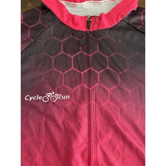 Tops - Cycle‎ Run Womens Short Sleeve Shirt with 3 Back Pockets Pink/Purple Size XXL